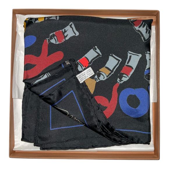 Louis Vuitton 33” Silk Scarf Paint Pattern Black W/Box LV Paint Tube Scarf - Picture 4 of 16